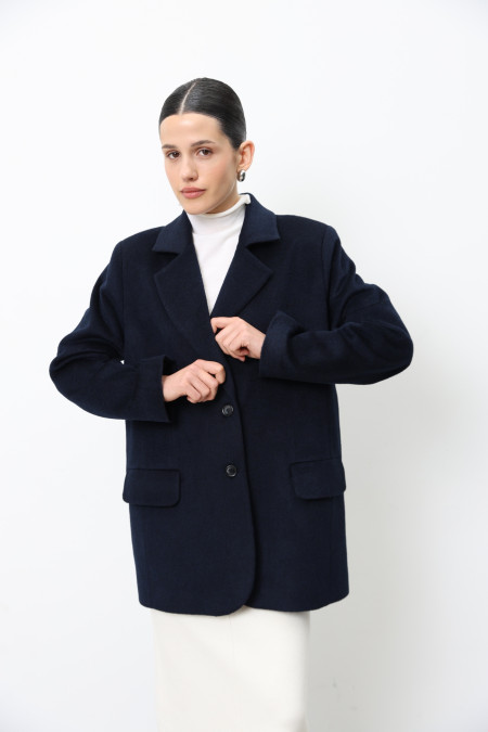 Полупальто из шерсти синее