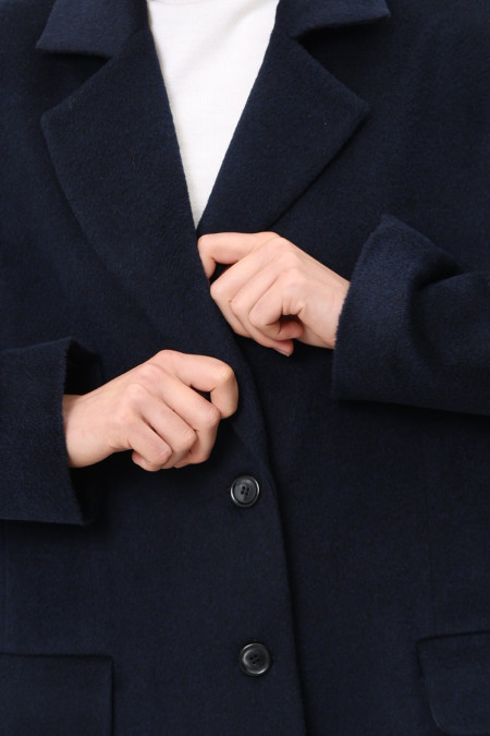 Полупальто из шерсти синее