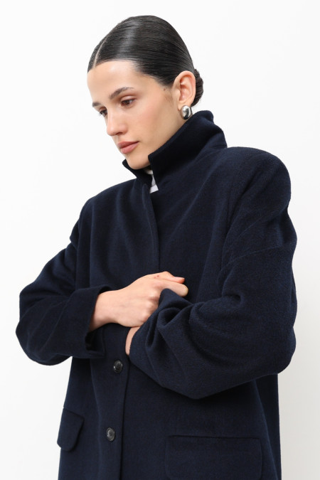 Полупальто из шерсти синее