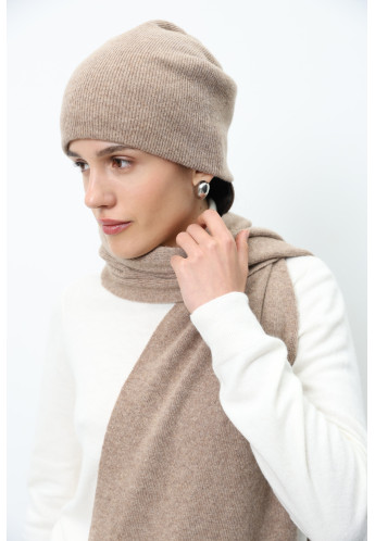 Двошарова шапка з м'якої вовни ягнят темно-бежева