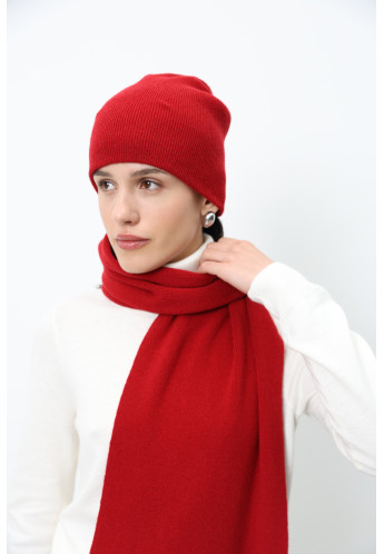 Двошарова шапка з м'якої вовни ягнят темно-червона