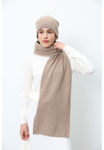 Двошарова шапка з м'якої вовни ягнят темно-бежева