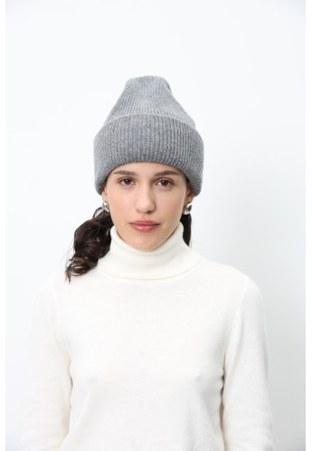 Шапка з відворотом з м'якої вовни ягнят сіра