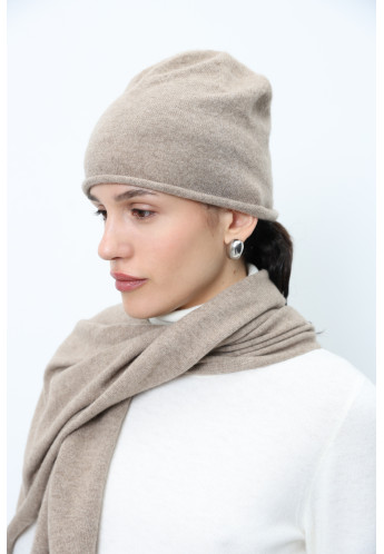 Тонка шапка з 100% кашеміру бежева