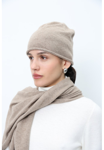 Тонка шапка з 100% кашеміру бежева
