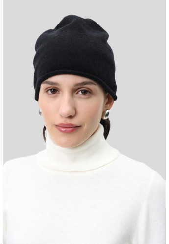 Тонка шапка з 100% кашеміру чорна
