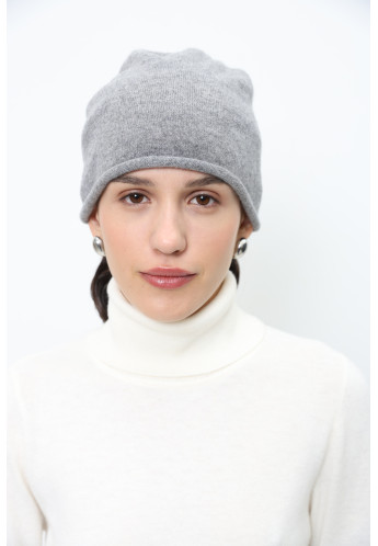 Тонка шапка з 100% кашеміру сіра