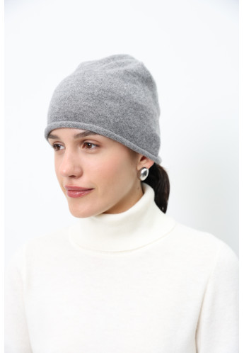Тонка шапка з 100% кашеміру сіра