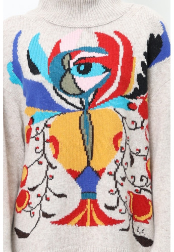 Об’ємний джемпер «Квітка-Редька» бежевий