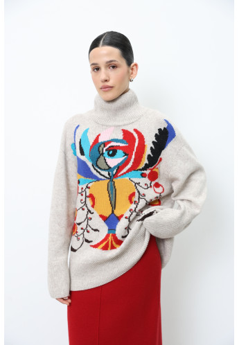 Об’ємний джемпер «Квітка-Редька» бежевий