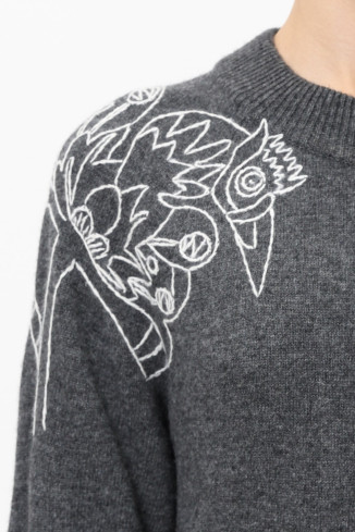 Long Dark Grey Embroidered Dress