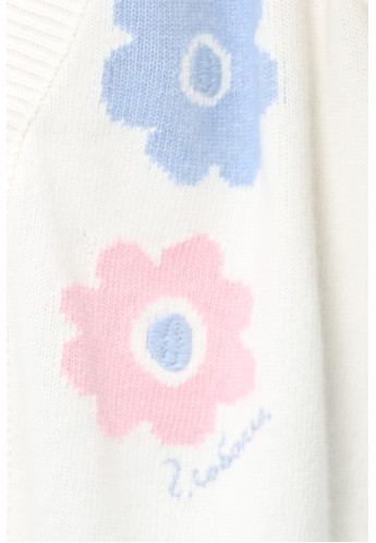 Oversize-кардиган з вишитими квітами молочний
