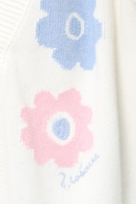 Oversize-кардиган с вышитыми цветами молочный