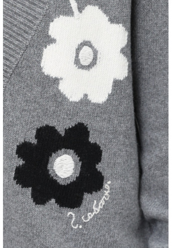 Oversize-кардиган з вишитими квітами сірий