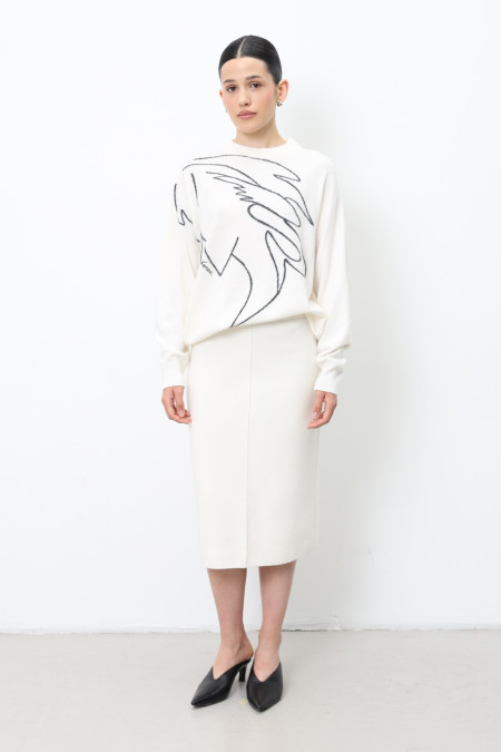 Off-White Lambswool Skirt