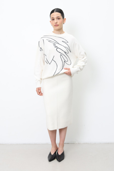 Off-White Lambswool Skirt