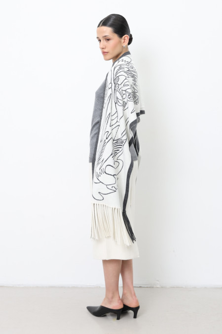 Off-White Jacquard Scarf With Graphic Motif