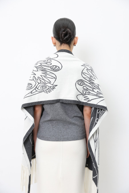 Off-White Jacquard Scarf With Graphic Motif