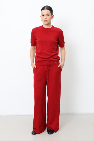 Брюки из шерсти ягнят темно-красные