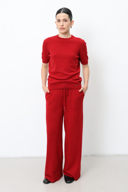 Штани з вовни ягнят темно-червоні