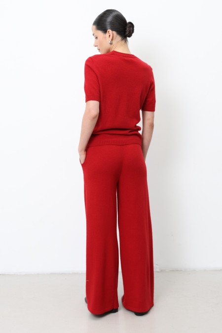 Штани з вовни ягнят темно-червоні