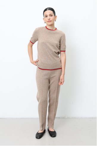 Штани з вовни ягнят темно-бежеві