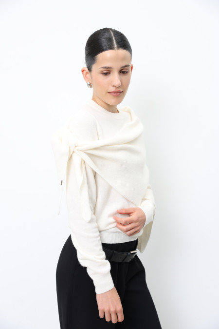 Хустка з м'якої вовни ягняти молочний