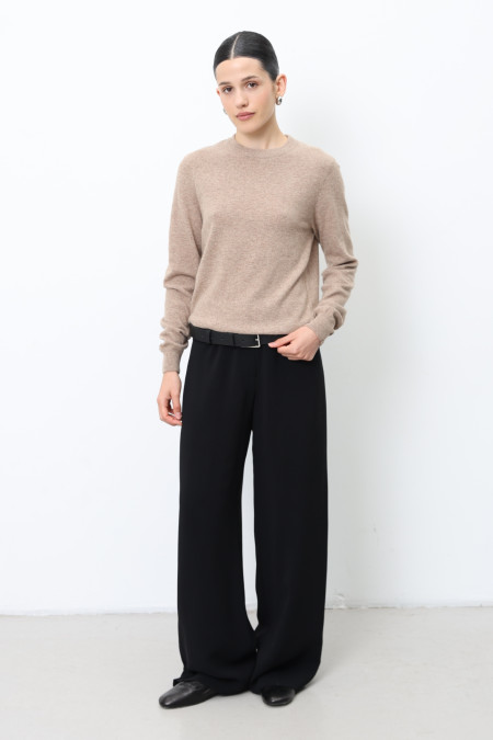 Базовый джемпер из шерсти ягнят темно-бежевый