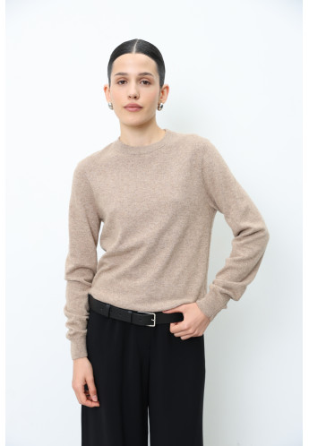 Базовий джемпер з вовни ягнят темно-бежевий