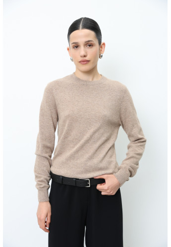 Базовий джемпер з вовни ягнят темно-бежевий
