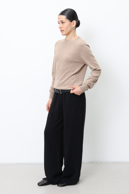 Базовый джемпер из шерсти ягнят темно-бежевый