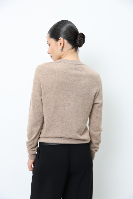 Базовый джемпер из шерсти ягнят темно-бежевый