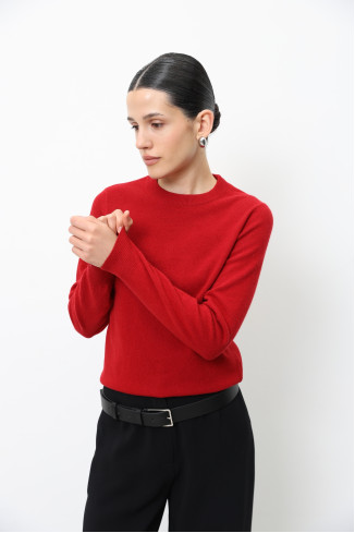 Базовий джемпер з вовни ягнят темно-червоний