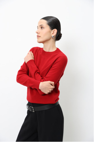 Базовий джемпер з вовни ягнят темно-червоний