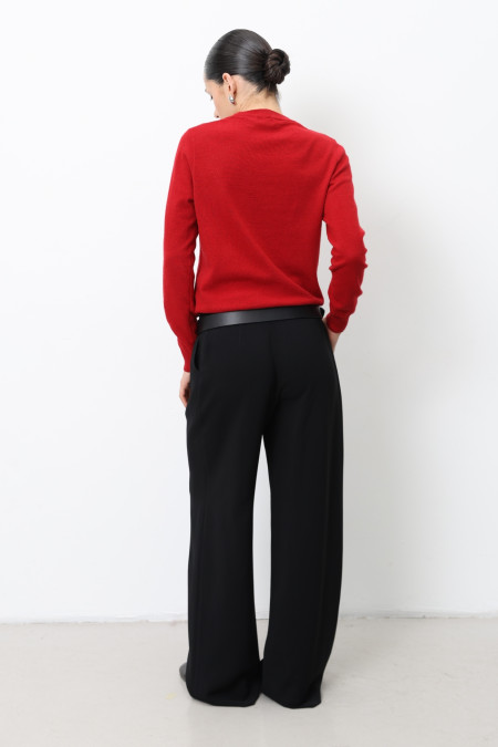 Базовый джемпер из шерсти ягнят темно-красный