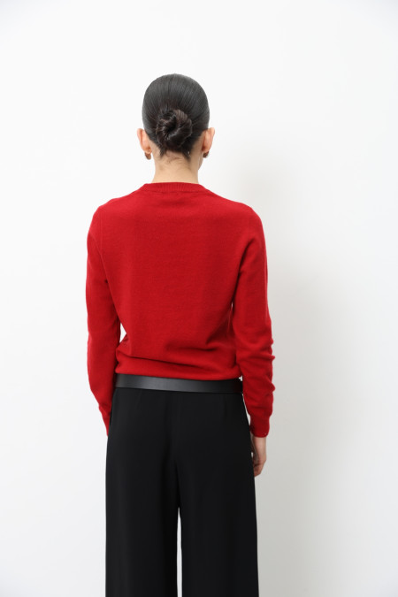 Базовый джемпер из шерсти ягнят темно-красный