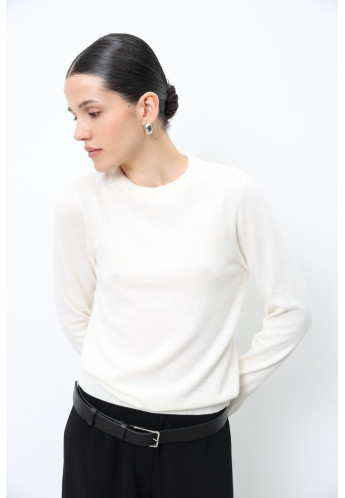 Базовий джемпер з вовни ягнят молочний