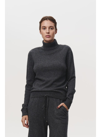 Basic Dark Grey Lambswool Turtleneck 