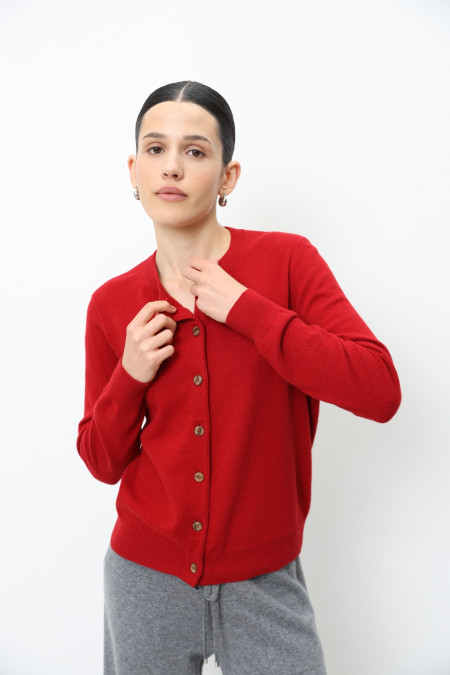 Basic Dark Red Lambswool Jacket