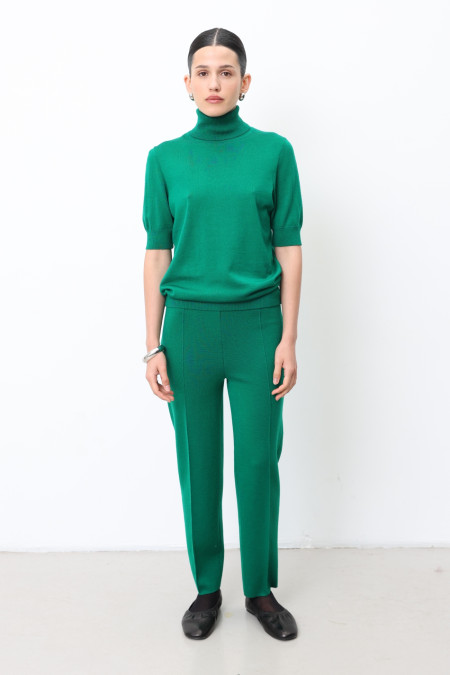 Трикотажні штани зі 100% вовни мериноса зелені