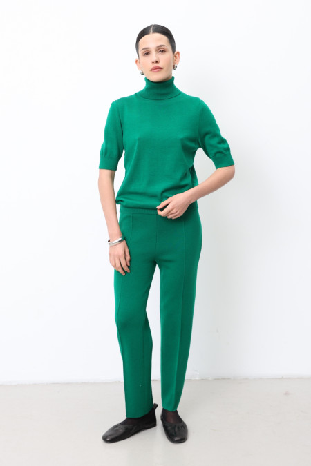 Трикотажні штани зі 100% вовни мериноса зелені