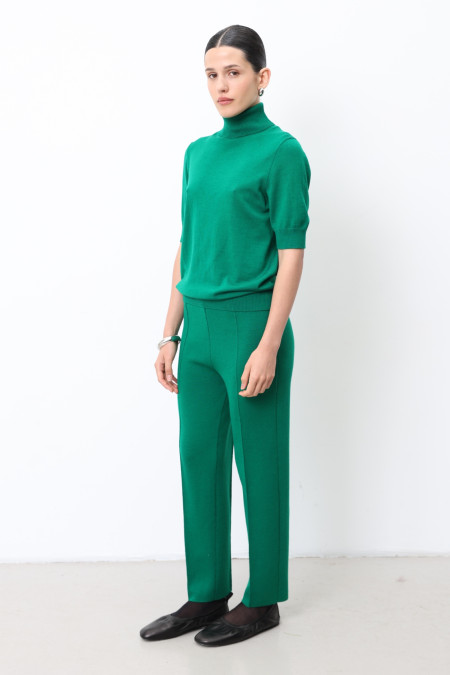 Трикотажні штани зі 100% вовни мериноса зелені