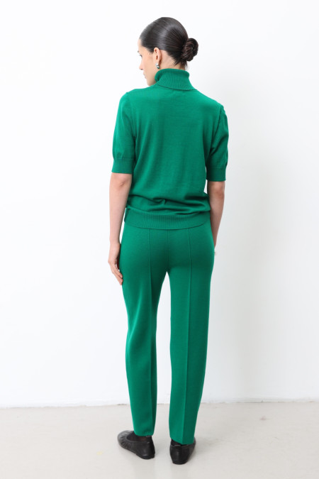 Трикотажні штани зі 100% вовни мериноса зелені