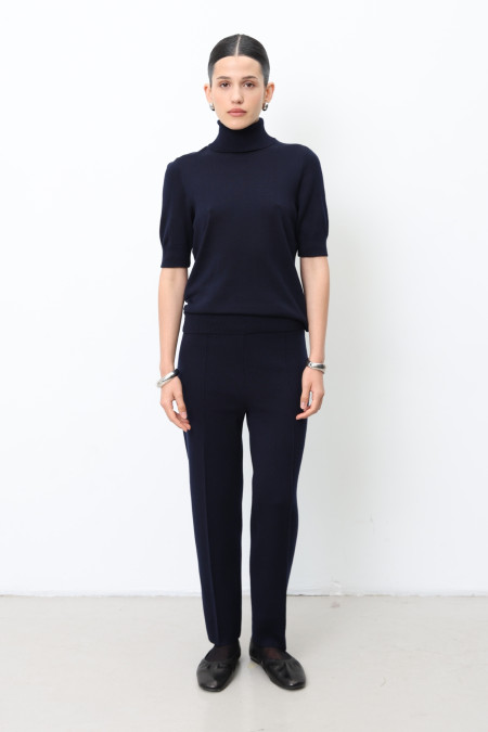 Трикотажні штани зі 100% вовни мериноса темно-сині