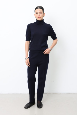 Трикотажні штани зі 100% вовни мериноса темно-сині
