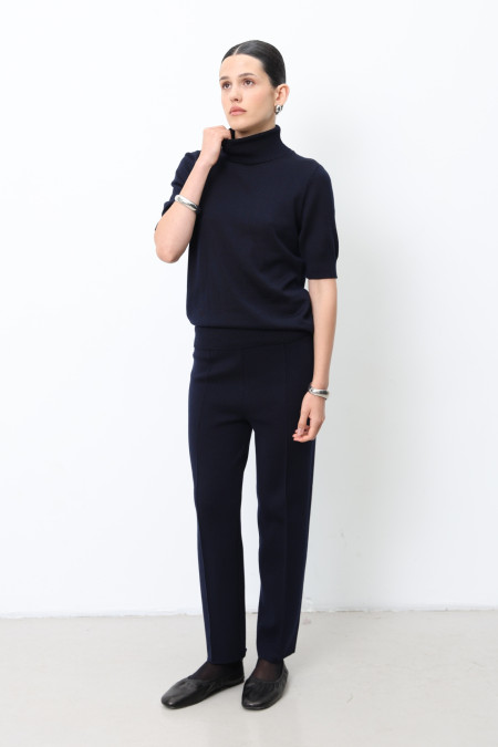 Трикотажні штани зі 100% вовни мериноса темно-сині