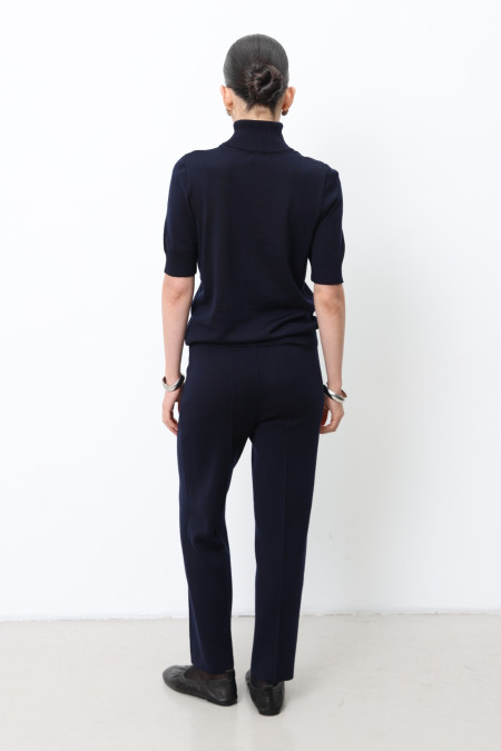 Трикотажні штани зі 100% вовни мериноса темно-сині