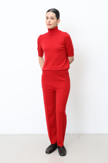 Red 100% Merino Wool Trousers