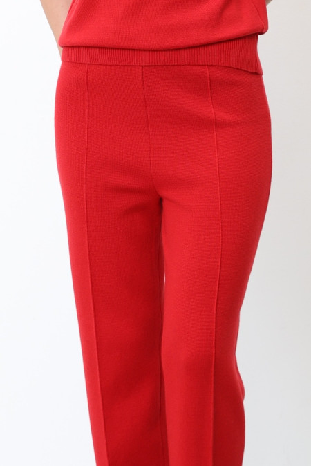 Red 100% Merino Wool Trousers