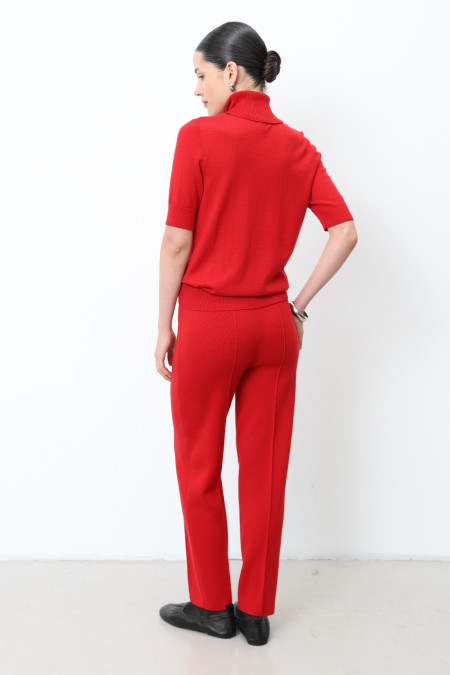 Red 100% Merino Wool Trousers